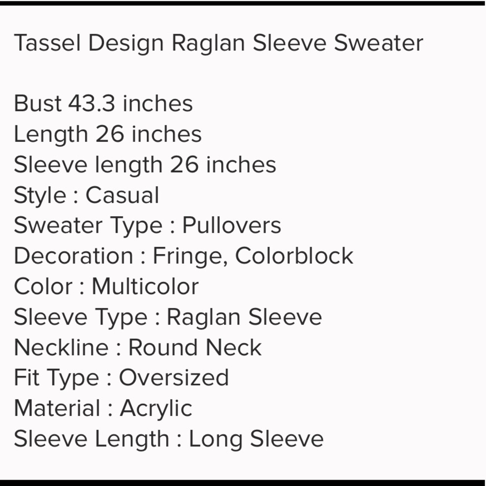 RIA Black White tassel sweater! - Picture 7 of 8